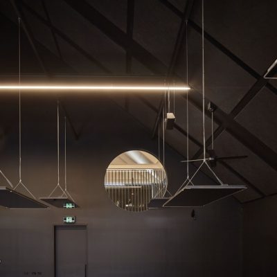 Hot Yoga Studio Heating showing the suspended infrared panels