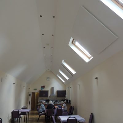 Small hall heating with ceiling mounted LAVA Basic-DM 1500W