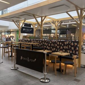 Seating area heating with LAVA Basic DM - 500W ceiling mounted panels