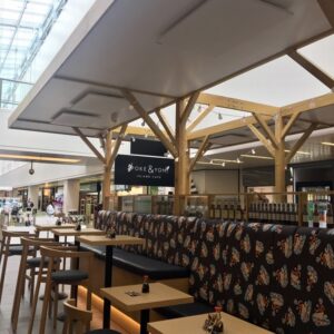 Seating area heating with LAVA Basic DM - 500W ceiling mounted panels