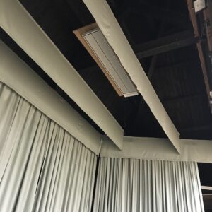 Village hall stage heating with EZ2000  infrared heaters